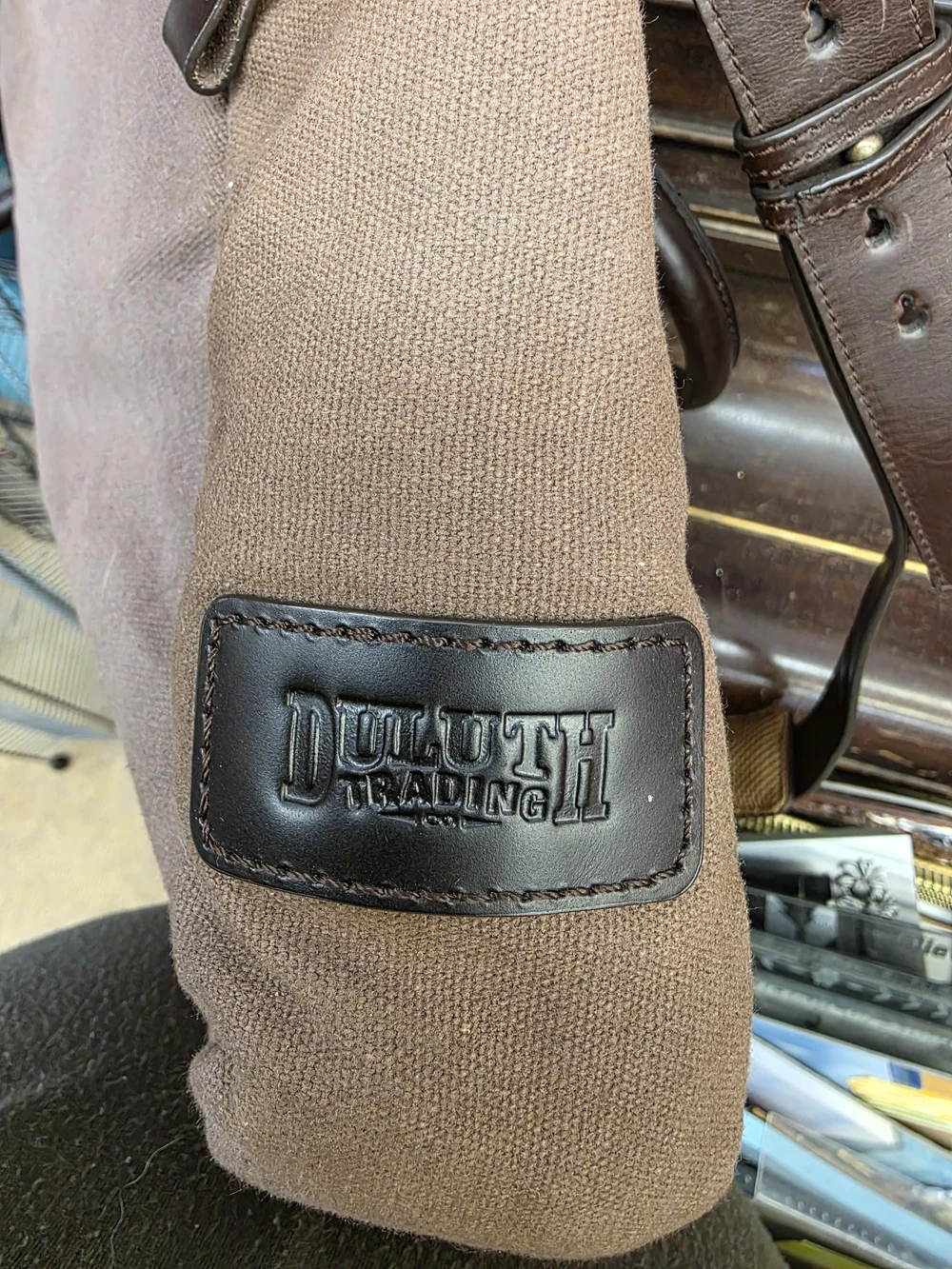 Duluth Trading Co Brown Canvas Laptop Brief with Dark Leather Trim